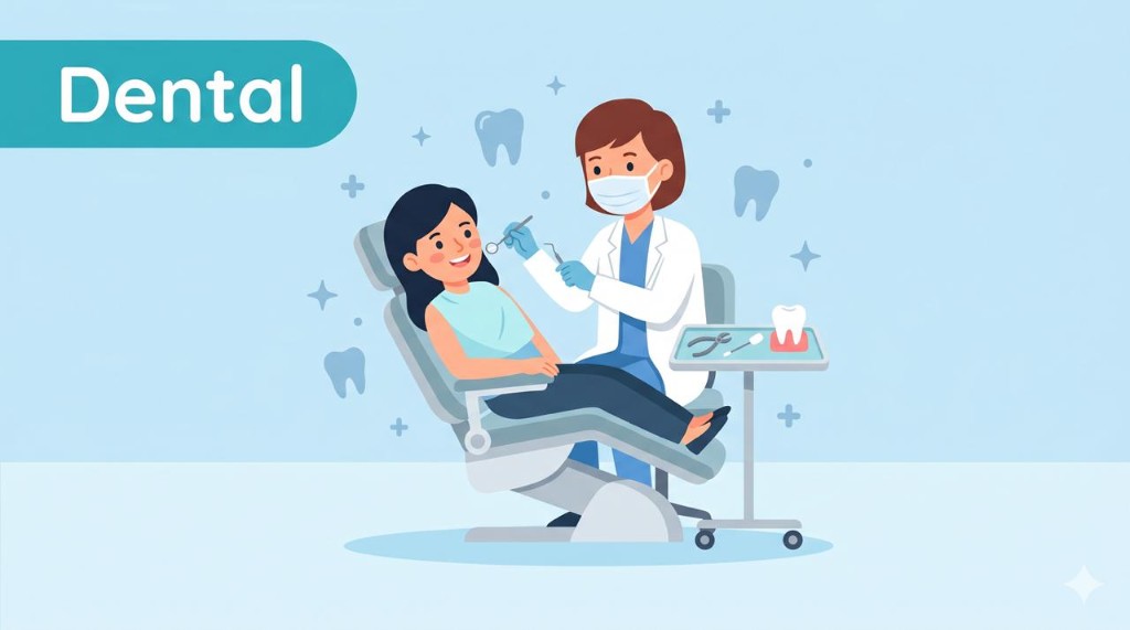 Illustration — dental examination and oral health