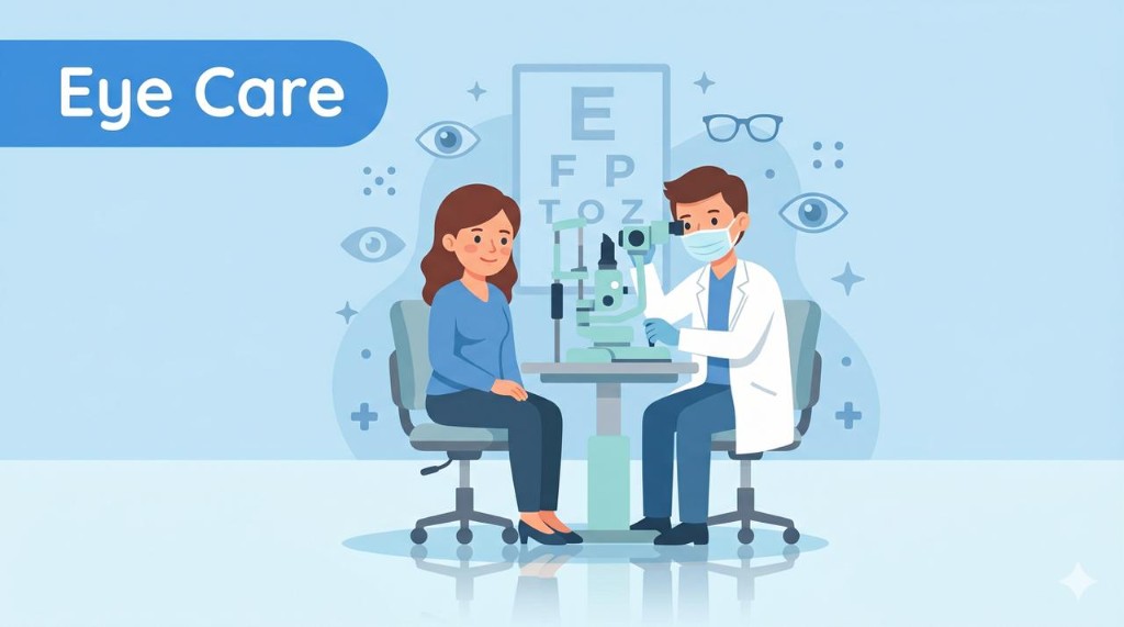 Illustration — eye exam and routine eye care